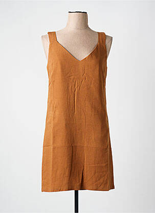 Robe courte fermeture zippée au dos fines bretelles marron Y'COO femme
