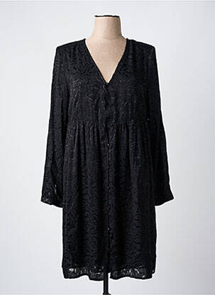 Robe courte coupe fluide manches longues noir LE TEMPS DES CERISES femme