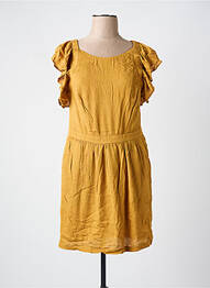 Robe courte fermeture zippée au dos manches courtes jaune SEE U SOON femme