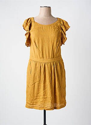 Robe courte fermeture zippée au dos manches courtes jaune SEE U SOON femme