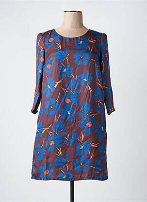 Robe courte manches 3/4 manches 3/4 marron SEE U SOON femme