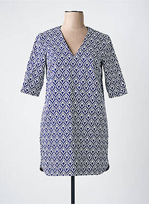 Robe mi-longue manches 3/4 manches 3/4 bleu SEE U SOON femme