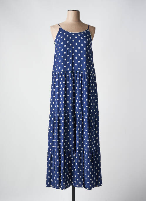 Robe longue manches bretelles ajustables fines bretelles bleu LE TEMPS DES CERISES femme