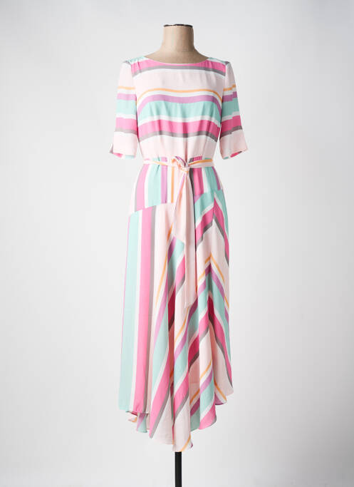 Robe longue manches courtes manches courtes rose COMMA, femme