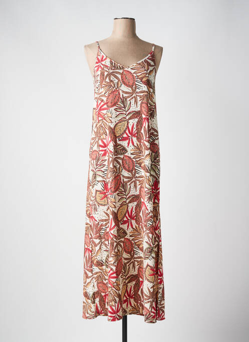 Robe longue manches bretelles ajustables fines bretelles marron GARCIA femme