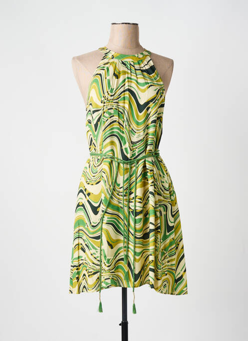 Robe mi-longue imprimé fantaisie sans manche vert FREEMAN T.PORTER femme