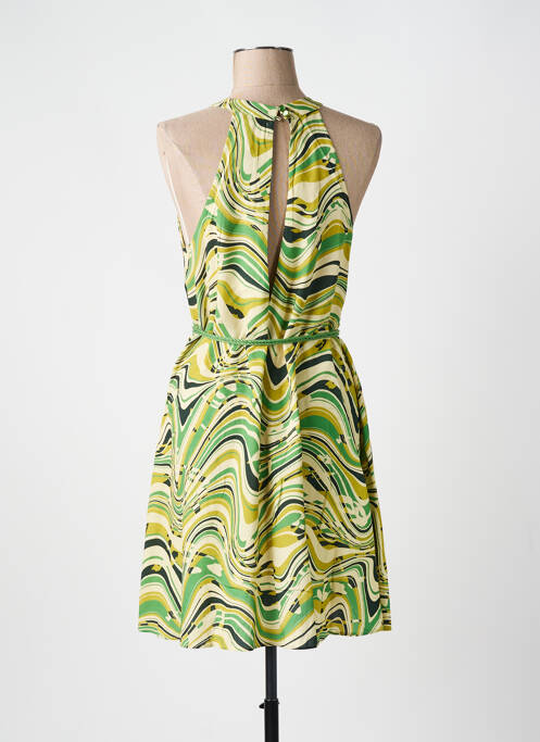 Robe mi-longue imprimé fantaisie sans manche vert FREEMAN T.PORTER femme