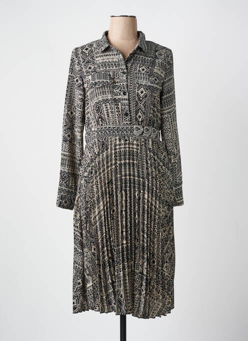 Robe mi-longue coupe fluide manches longues noir MOLLY BRACKEN femme