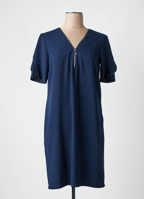 Robe courte manches courtes manches courtes bleu CHRISTINE LAURE femme