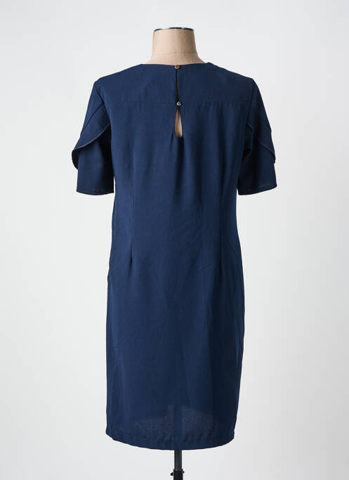 Robe courte manches courtes manches courtes bleu CHRISTINE LAURE femme