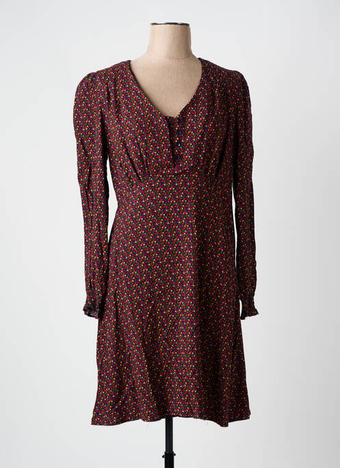 Robe mi-longue imprimé fantaisie manches longues rouge MOLLY BRACKEN femme