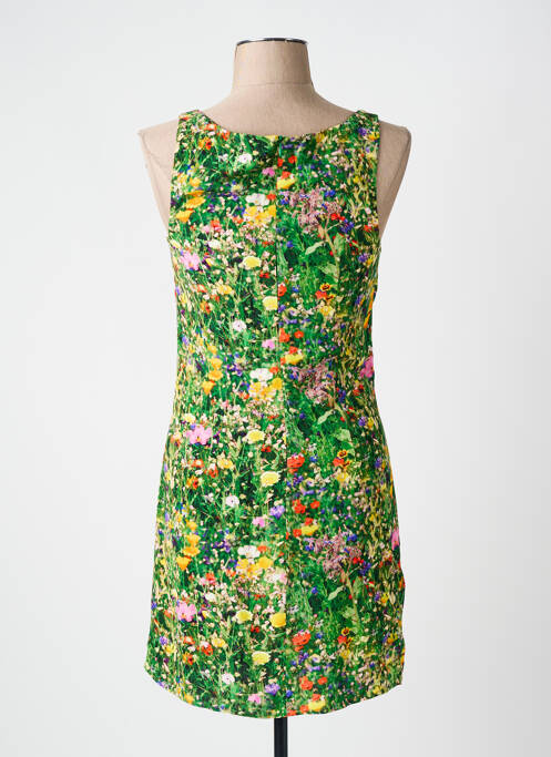Robe courte fermeture zippée au dos fines bretelles vert DESIGUAL femme
