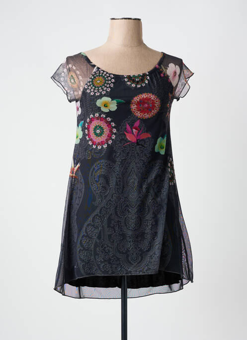 Tunique manches courtes légère et transparente gris DESIGUAL femme
