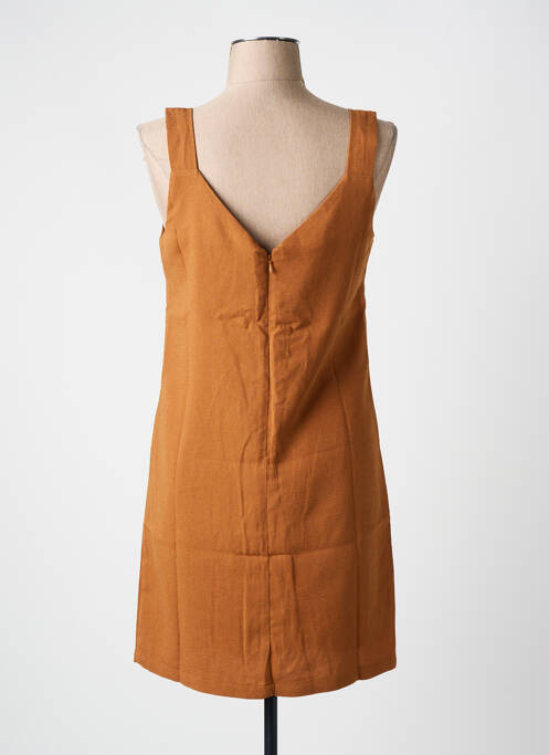 Robe courte fermeture zippée au dos fines bretelles marron Y'COO femme