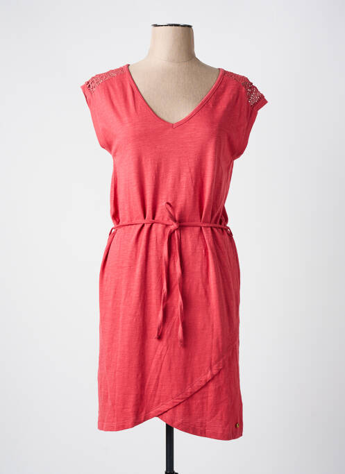 Robe mi-longue manches courtes manches courtes rose DEELUXE femme