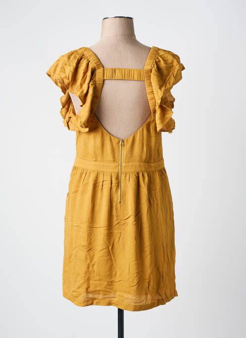 Robe courte fermeture zippée au dos manches courtes jaune SEE U SOON femme