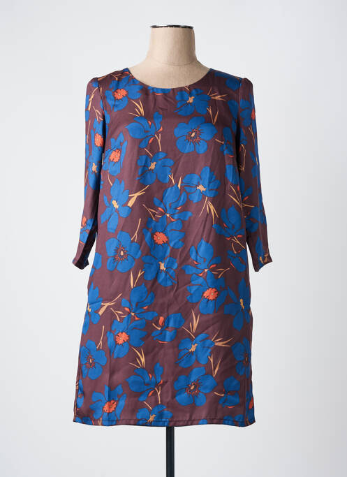 Robe courte manches 3/4 manches 3/4 marron SEE U SOON femme