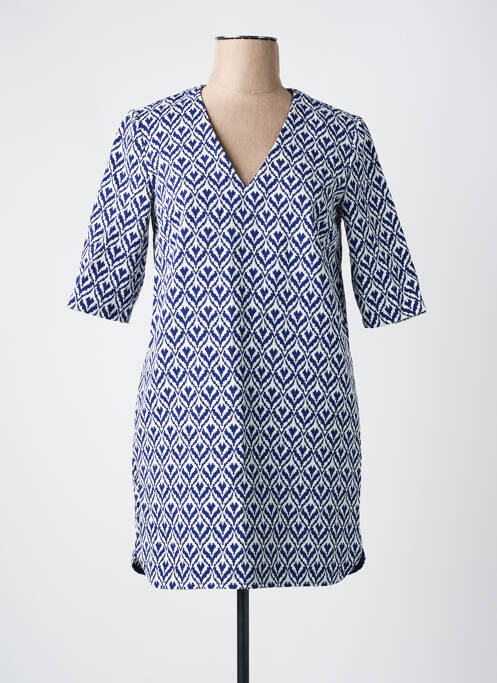 Robe mi-longue manches 3/4 manches 3/4 bleu SEE U SOON femme