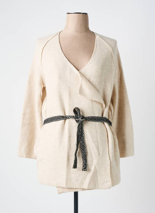 Gilet manches longues coupe cintrée beige SEE U SOON femme