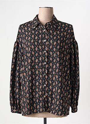 Chemisier tissage crêpe manches longues noir MOLLY BRACKEN femme
