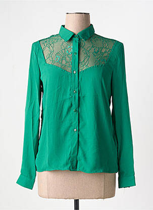 Chemisier tissage crêpe manches longues vert NOEMIE & CO femme