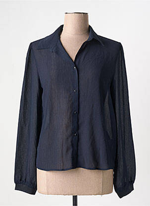 Chemisier coupe cintrée manches longues bleu GRACE & MILA femme
