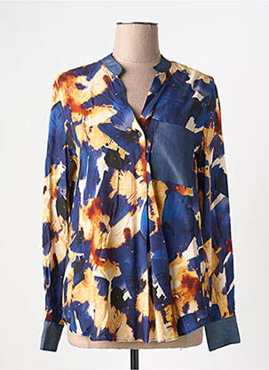Chemisier coupe cintrée manches longues bleu DESIGUAL femme