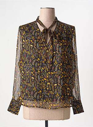 Blouse imprimé fantaisie manches longues noir SEE U SOON femme