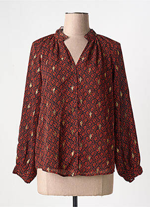 Blouse imprimé fantaisie manches longues orange SEE U SOON femme