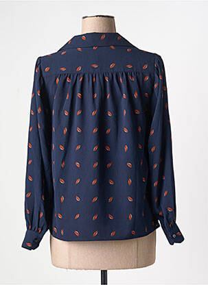 Blouse imprimé fantaisie manches longues bleu SEE U SOON femme