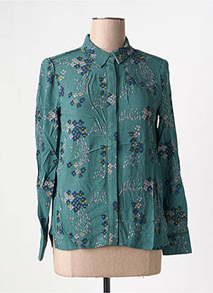 Chemisier tissage crêpe manches longues vert SEE U SOON femme