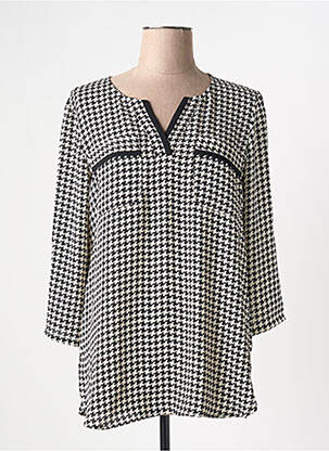 Blouse tissage popeline manches longues noir GRIFFON femme