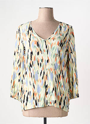 Blouse tissage popeline manches longues beige GARCIA femme