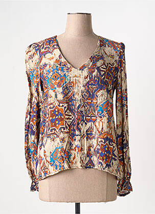 Blouse tissage popeline manches longues beige LA FEE MARABOUTEE femme