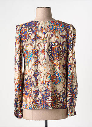Blouse tissage popeline manches longues beige LA FEE MARABOUTEE femme