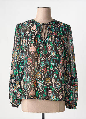 Blouse imprimé fantaisie manches longues noir GARCIA femme