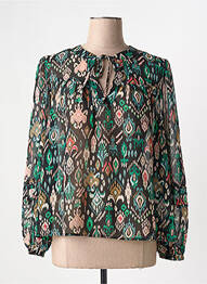 Blouse imprimé fantaisie manches longues noir GARCIA femme