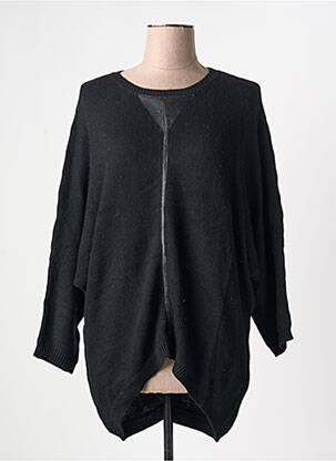 Pull tunique col rond manches longues noir SEE U SOON femme