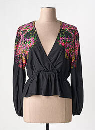 Top imprimé fantaisie manches longues noir DESIGUAL femme