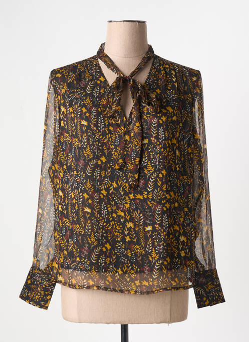 Blouse imprimé fantaisie manches longues noir SEE U SOON femme