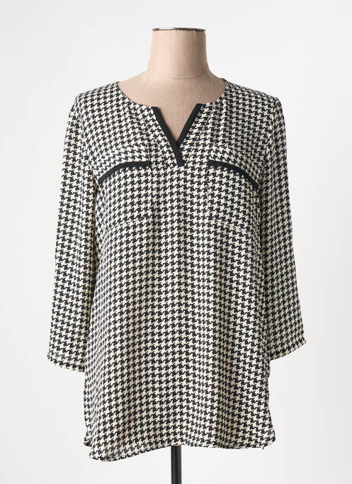 Blouse tissage popeline manches longues noir GRIFFON femme