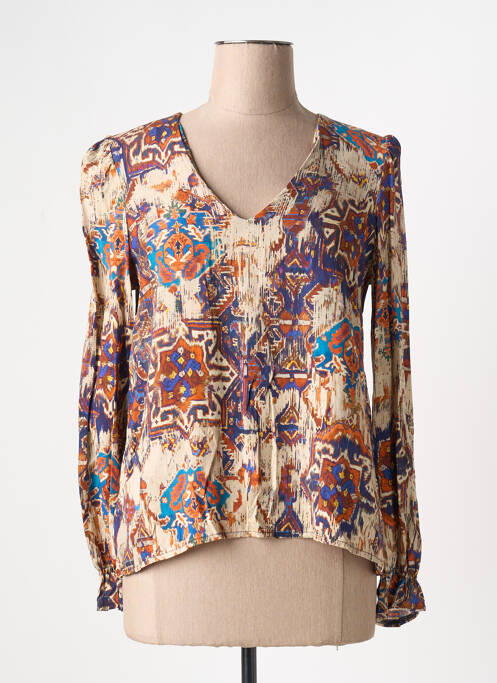 Blouse imprimé fantaisie manches longues beige LA FEE MARABOUTEE femme