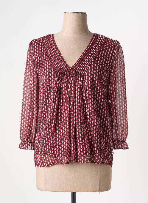 Blouse imprimé fantaisie manches 3/4 rouge FREEMAN T.PORTER femme