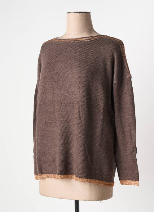 Pull col rond manches longues marron SEE U SOON femme