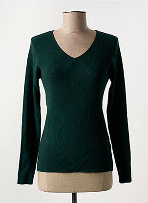 Pull coupe cintrée manches longues vert KY CREATION femme