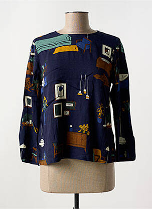 Top imprimé fantaisie manches 3/4 bleu NICE THINGS femme