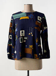 Top imprimé fantaisie manches 3/4 bleu NICE THINGS femme