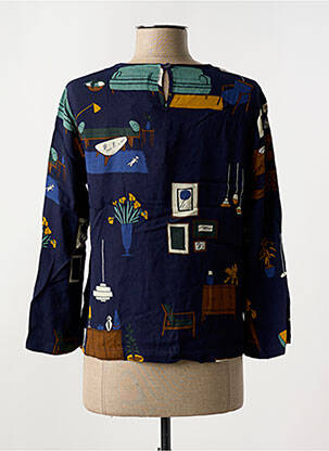 Top imprimé fantaisie manches 3/4 bleu NICE THINGS femme