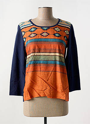 T-shirt manches 3/4 manches 3/4 bleu NICE THINGS femme
