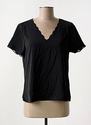 T-shirt col v manches courtes noir GRACE & MILA femme